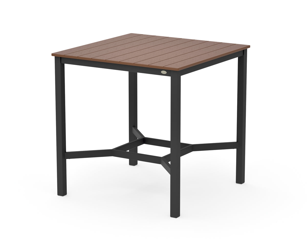 POLYWOOD Main Street 42 x 42 Bar Table in Black / Teak