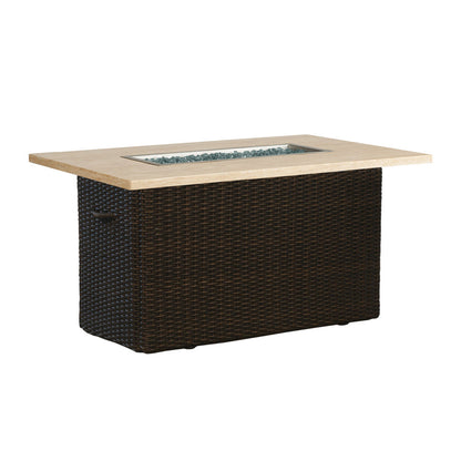 Lloyd Flanders Mesa 52" Rectangular Fire Table with Stone Top, lifestyle photo 1