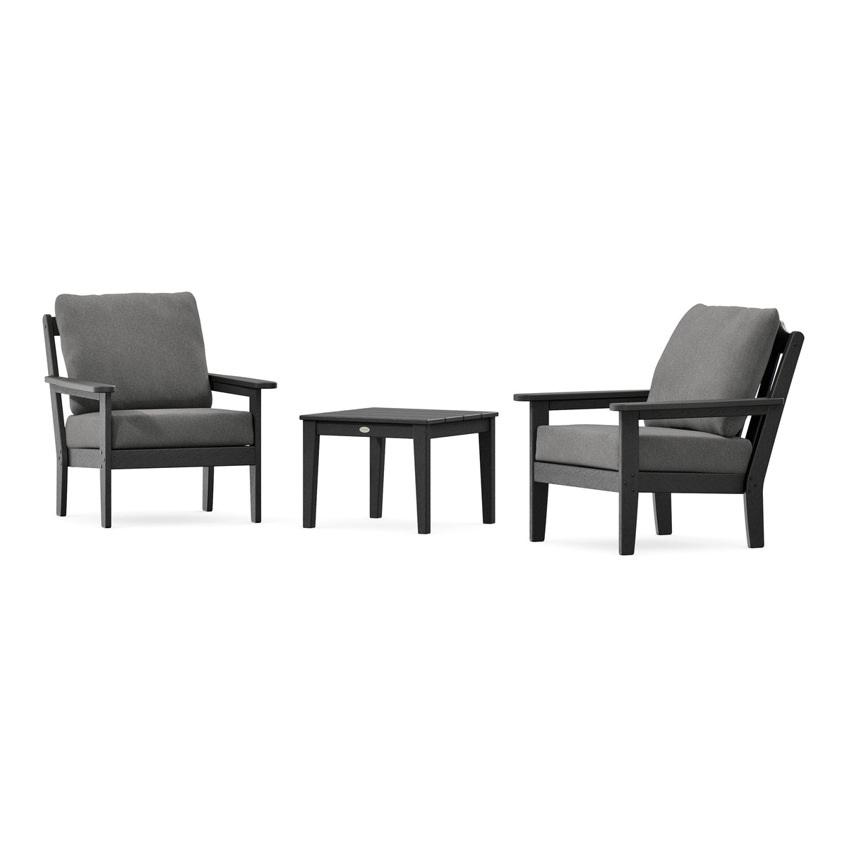 POLYWOOD Country Living Cottage 3-Piece Deep Seating Set in Black