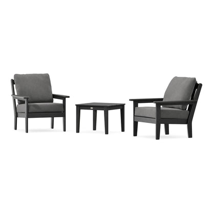 POLYWOOD Country Living Cottage 3-Piece Deep Seating Set in Black