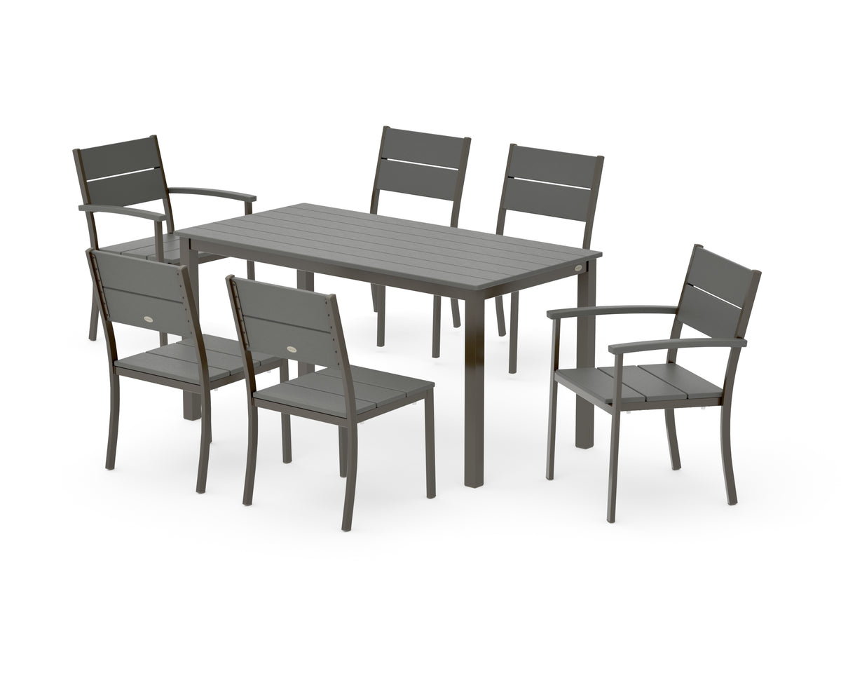 POLYWOOD Main Street 7-Piece Dining Set with Main Street 30 x 60 Dining Table in Bronze / Slate Grey