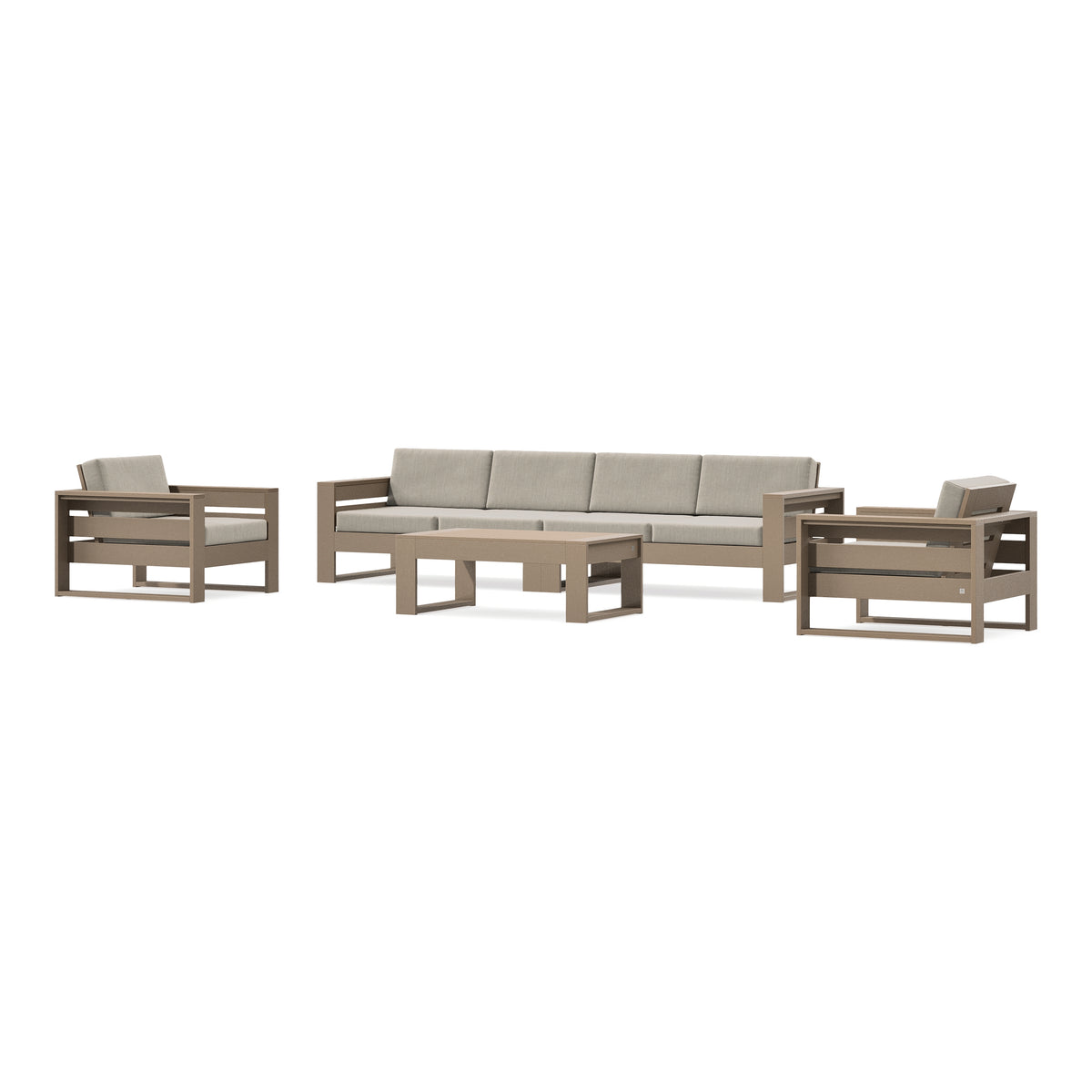 POLYWOOD PW Designer Series Latitude 5-Piece Lounge Sofa Set in Vintage Sahara / Cast Ash