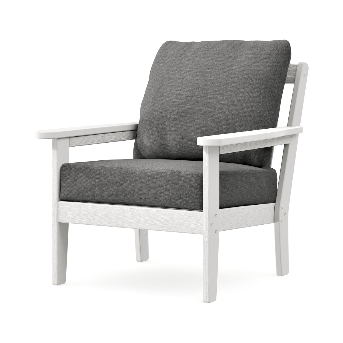 POLYWOOD Cottage Deep Seating Chair in Vintage White / Ash Charcoal