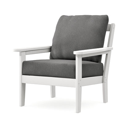 POLYWOOD Cottage Deep Seating Chair in Vintage White / Ash Charcoal