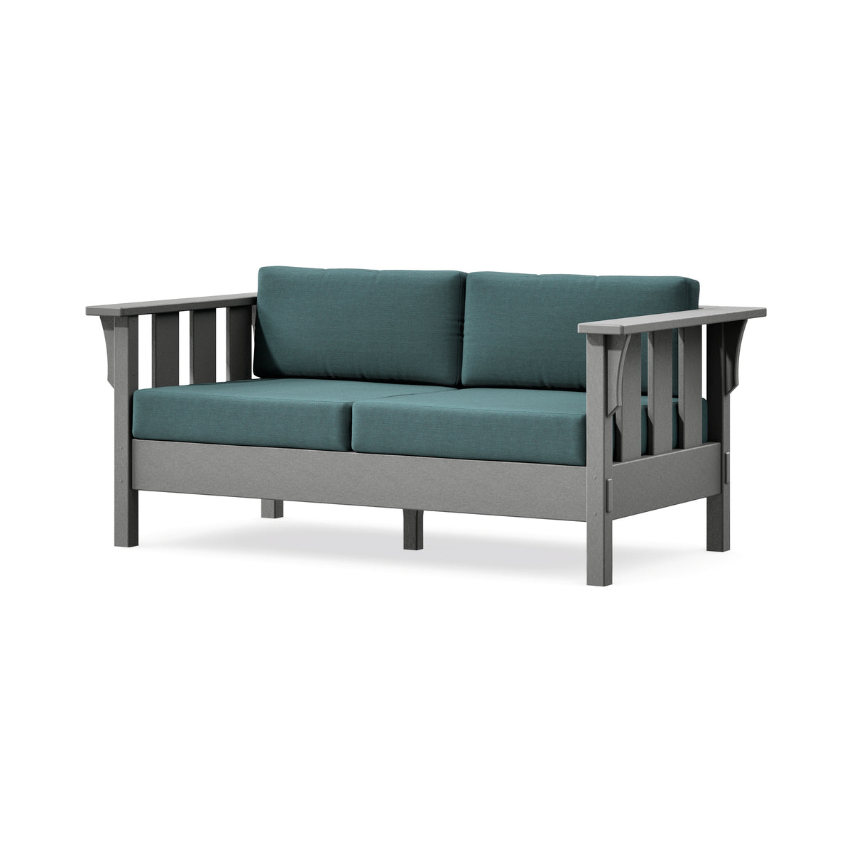 POLYWOOD Acadia Deep Seating Loveseat in Slate Grey / Ocean Teal
