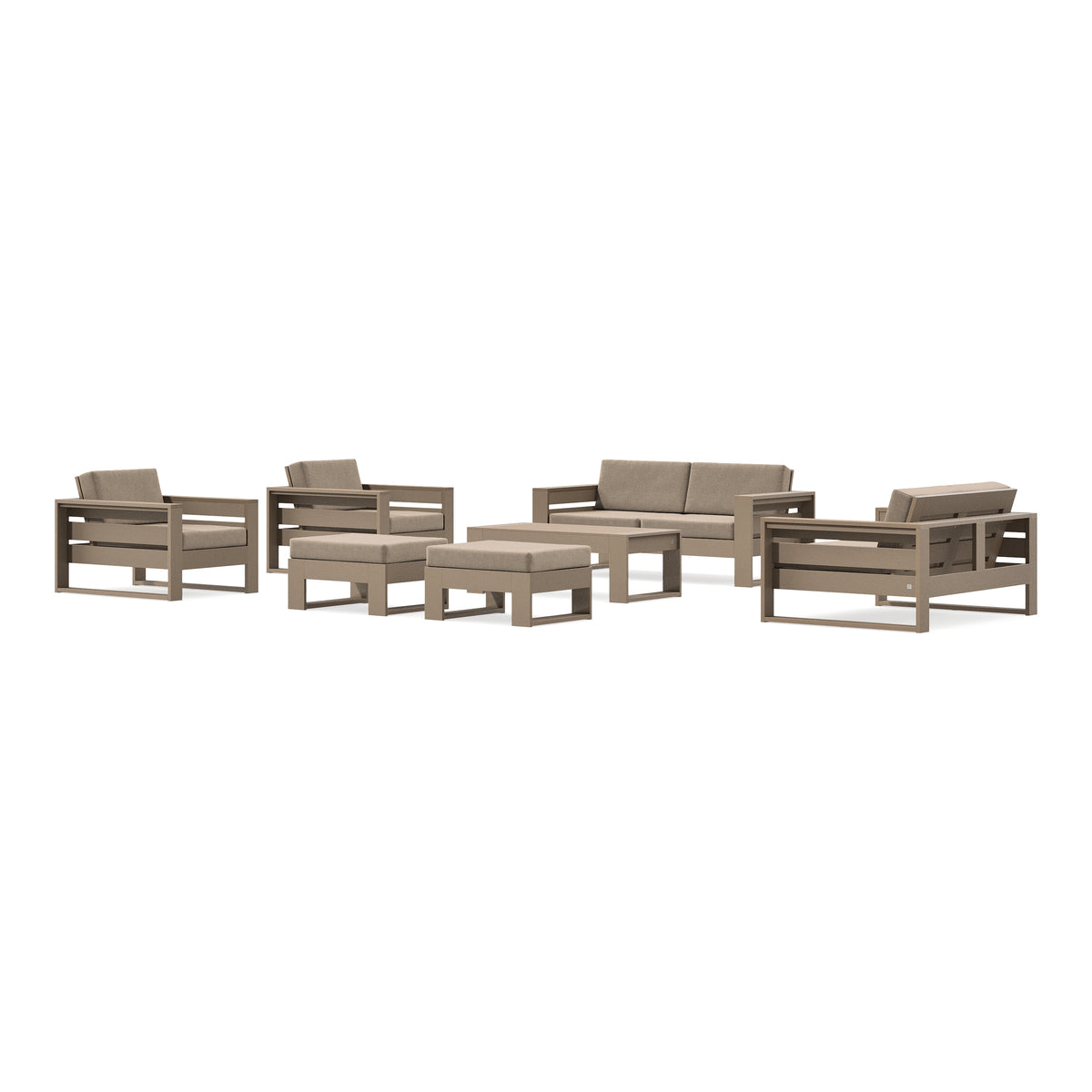 POLYWOOD PW Designer Series Latitude 7-Piece Lounge Loveseat Set in Vintage Sahara / Spiced Burlap