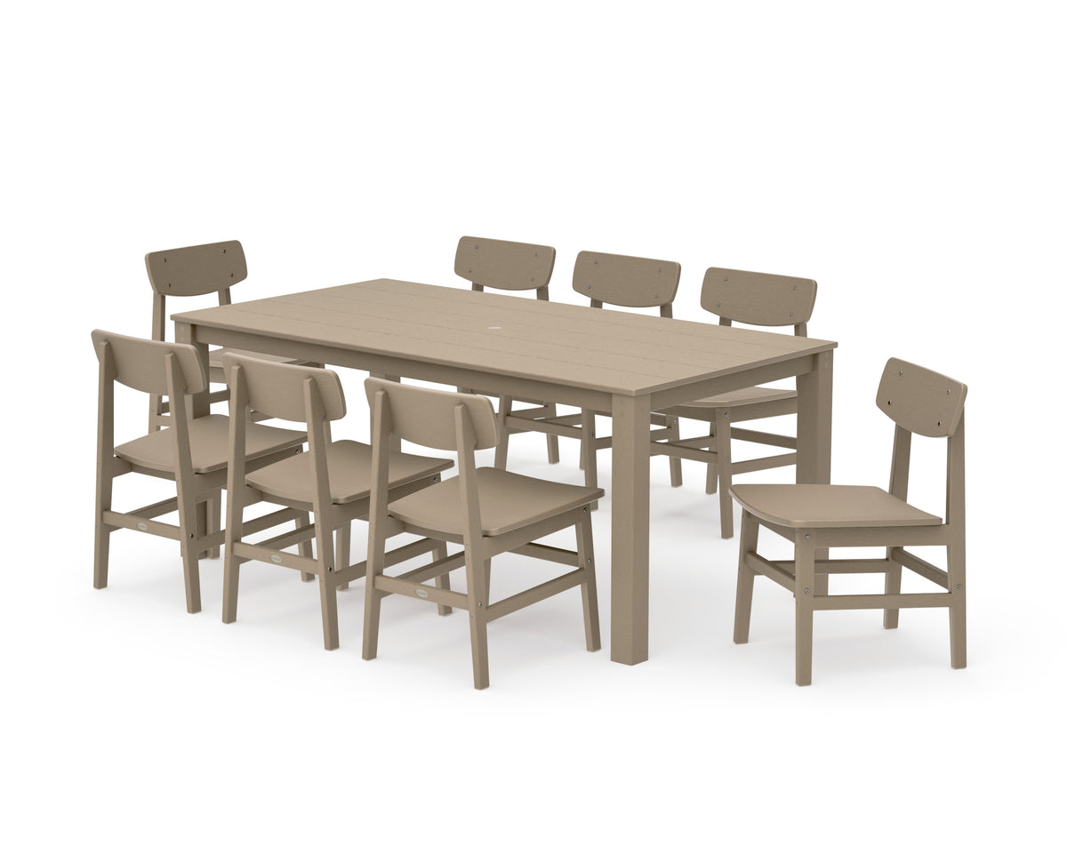 POLYWOOD Modern Studio Urban Chair 9-Piece Parsons Dining Set in Vintage Sahara