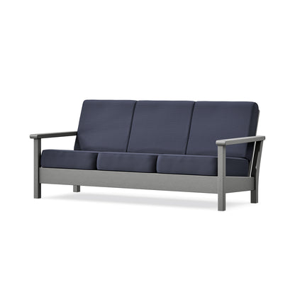 POLYWOOD Harbour Deep Seating Sofa in Slate Grey / Navy Linen