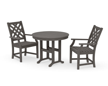 POLYWOOD Wovendale 3-Piece Farmhouse Dining Set in Driftwood