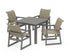 POLYWOOD EDGE Woven 5-Piece Parsons Dining Set in Slate Grey / Dune Grass