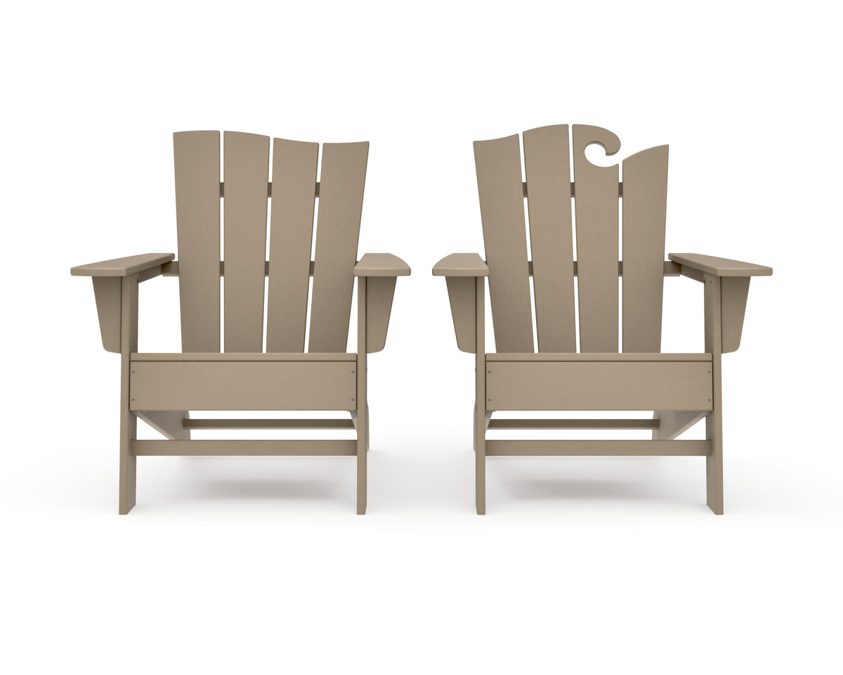 POLYWOOD Wave 2-Piece Adirondack Set with The Wave Chair Left in Vintage Sahara