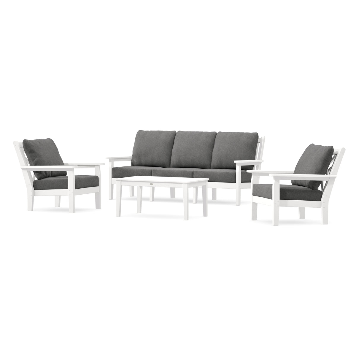 POLYWOOD Chippendale 4-Piece Deep Seating Set with Sofa in White