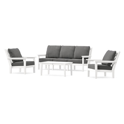 POLYWOOD Chippendale 4-Piece Deep Seating Set with Sofa in White