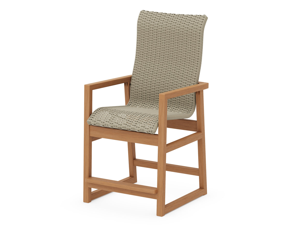 POLYWOOD EDGE Woven High-Back Counter Arm Chair in Natural / Dune Grass