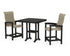 POLYWOOD Coastal Woven High-Back 3-Piece Counter Set with Trestle Legs in Black / Dune Grass