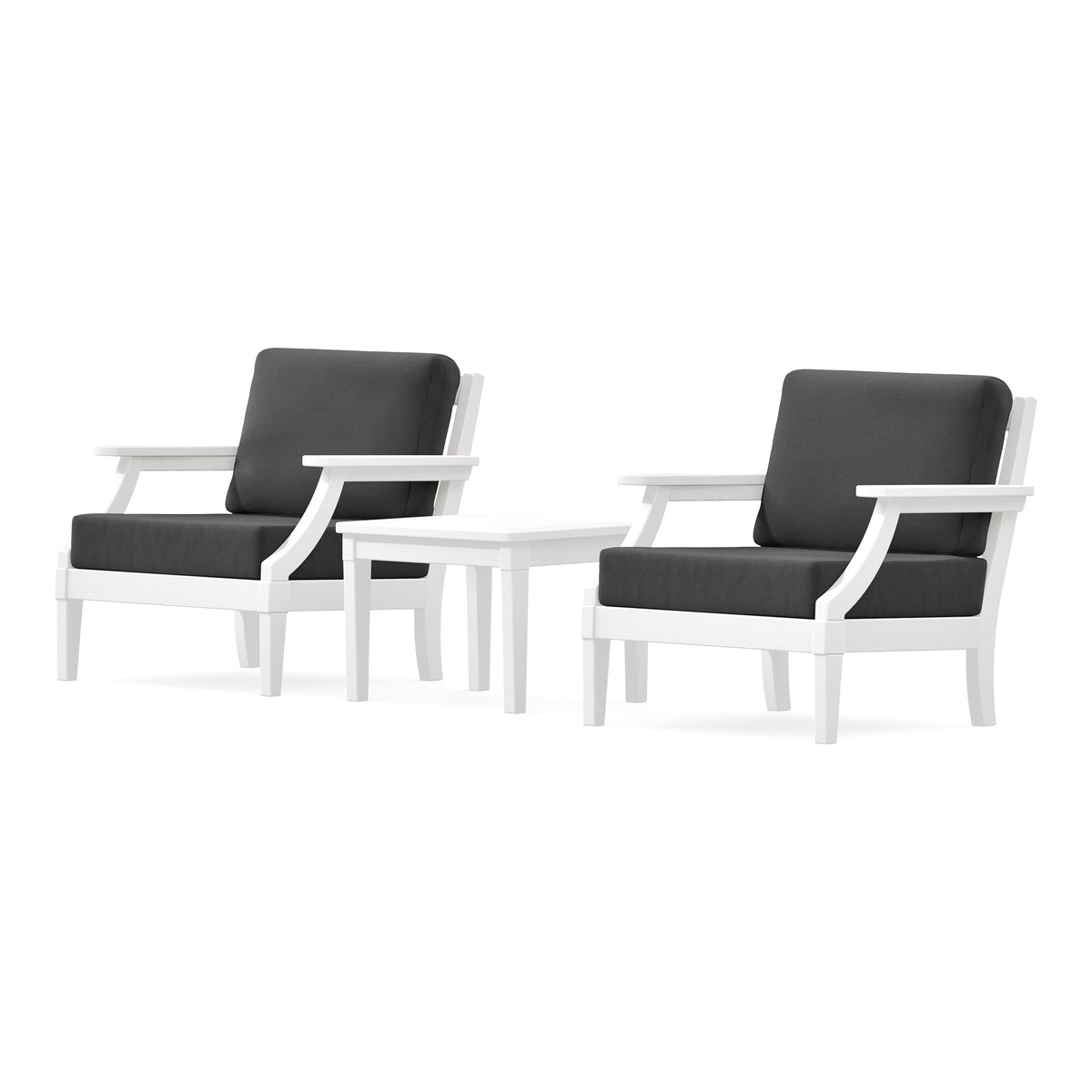 POLYWOOD PW Designer Series Estate 3-Piece Lounge Chair Set in Vintage White / Spectrum Carbon