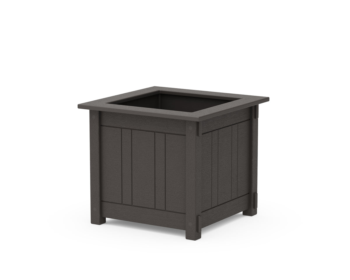 POLYWOOD Acadia Large Square Planter Box in Vintage Coffee