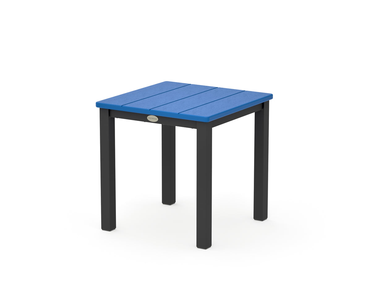 POLYWOOD Main Street 18" Side Table in Black / Pacific Blue