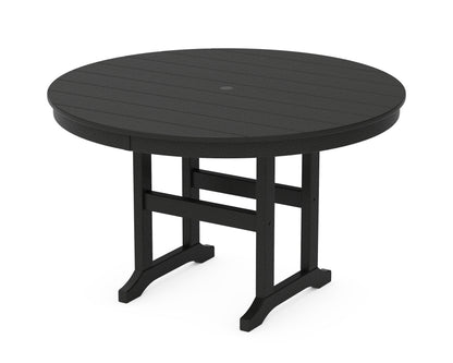 POLYWOOD 48" Round Farmhouse Dining Table in Black