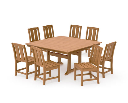POLYWOOD Mission Side Chair 9-Piece Square Dining Set with Trestle Legs in Natural