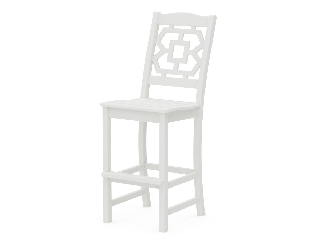 POLYWOOD Chinoiserie Bar Side Chair in Vintage White