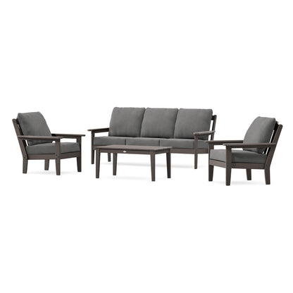 POLYWOOD Country Living Cottage 4-Piece Deep Seating Set with Sofa in Vintage Coffee