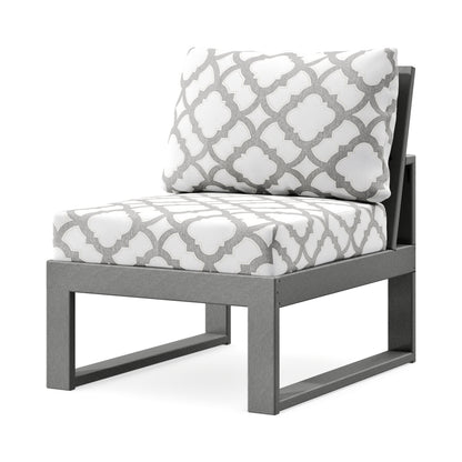 POLYWOOD Modular Armless Chair in Slate Grey / Trellis Grey Mist