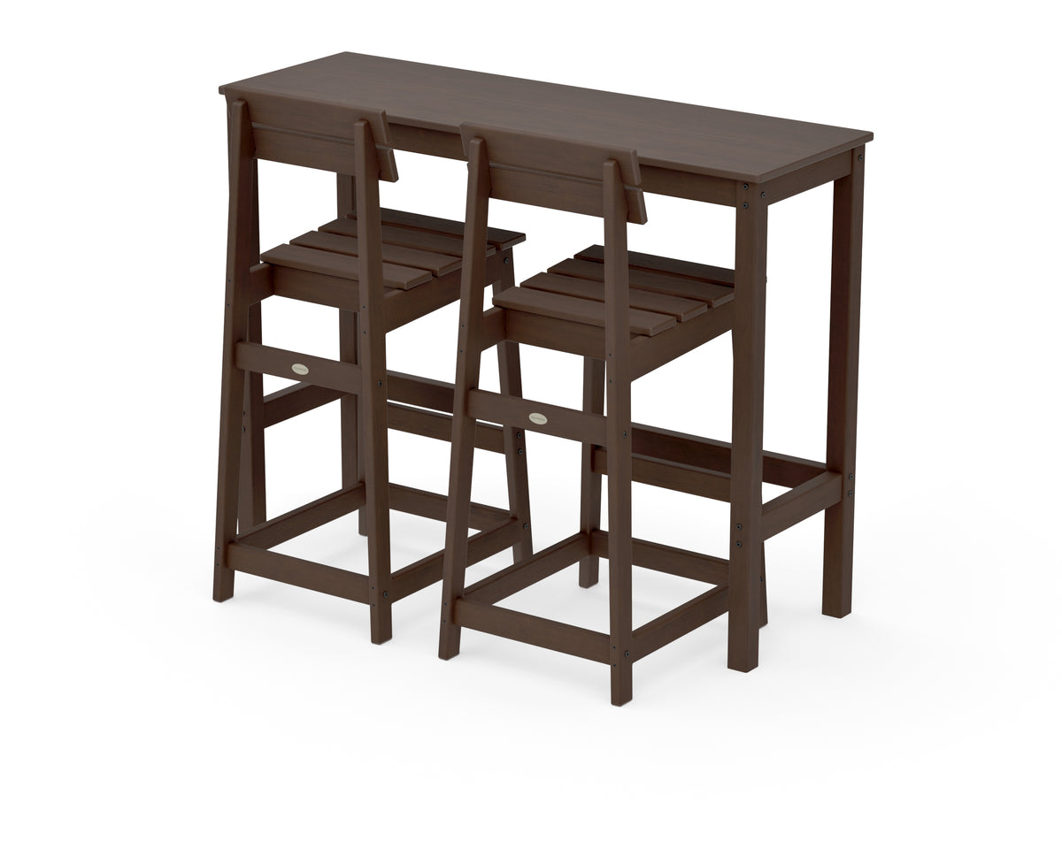 POLYWOOD Modern Studio Plaza Bar Chair 3-Piece Balcony Set in Kona