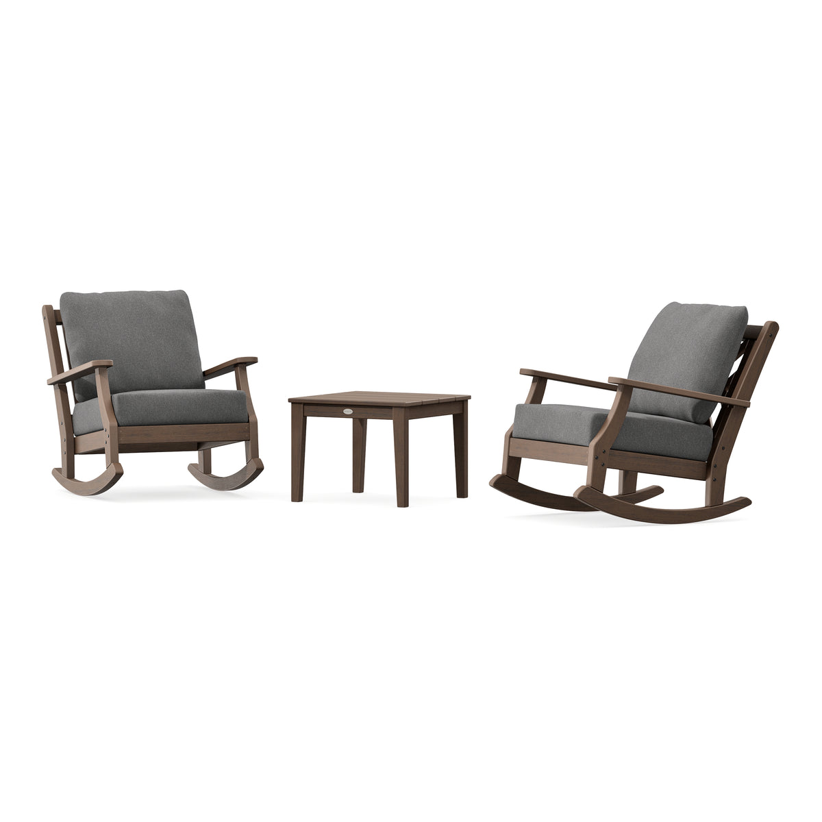 POLYWOOD Country Living Wovendale 3-Piece Deep Seating Rocker Set in Kona