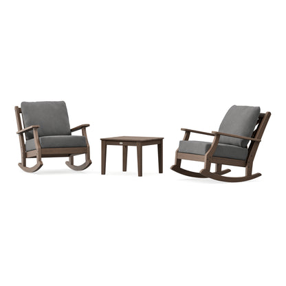 POLYWOOD Country Living Wovendale 3-Piece Deep Seating Rocker Set in Kona