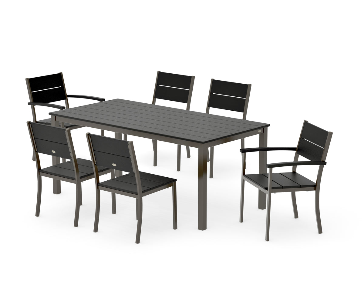 POLYWOOD Main Street 7-Piece Dining Set with Main Street 36" x 72" Dining Table in Bronze / Black