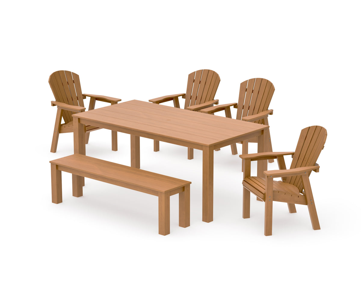 POLYWOOD Seashell 6-Piece Parsons Dining Set with Bench in Natural