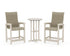 POLYWOOD Coastal Woven High-Back 3-Piece Farmhouse Counter Set in Sand / Dune Grass