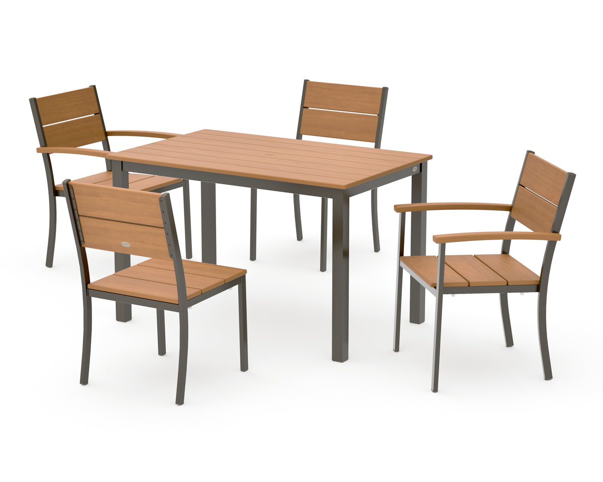POLYWOOD Main Street 5-Piece Dining Set with Main Street 30 x 48 Dining Table in Bronze / Natural