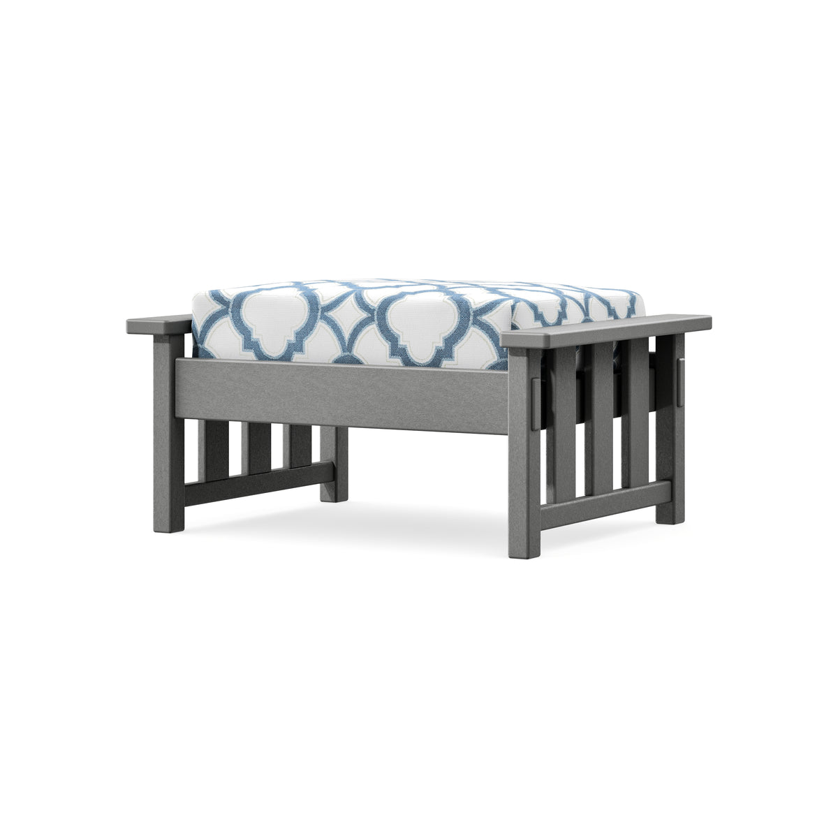 POLYWOOD Acadia Deep Seating Ottoman in Slate Grey / Trellis Sky Blue