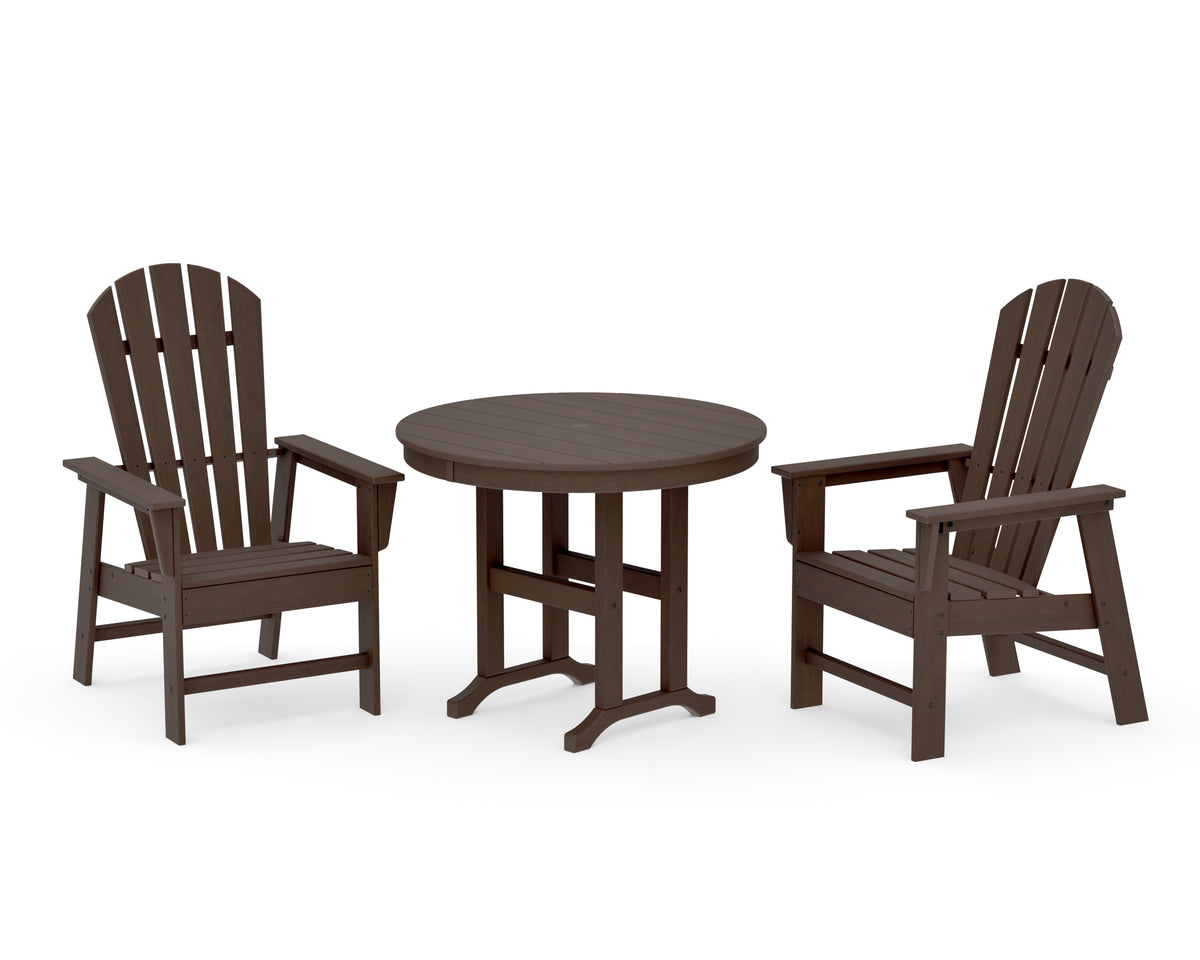 POLYWOOD South Beach 3-Piece Round Farmhouse Dining Set in Kona
