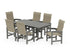 POLYWOOD Coastal Woven High-Back Arm Chair 7-Piece Farmhouse Dining Set in Slate Grey / Dune Grass