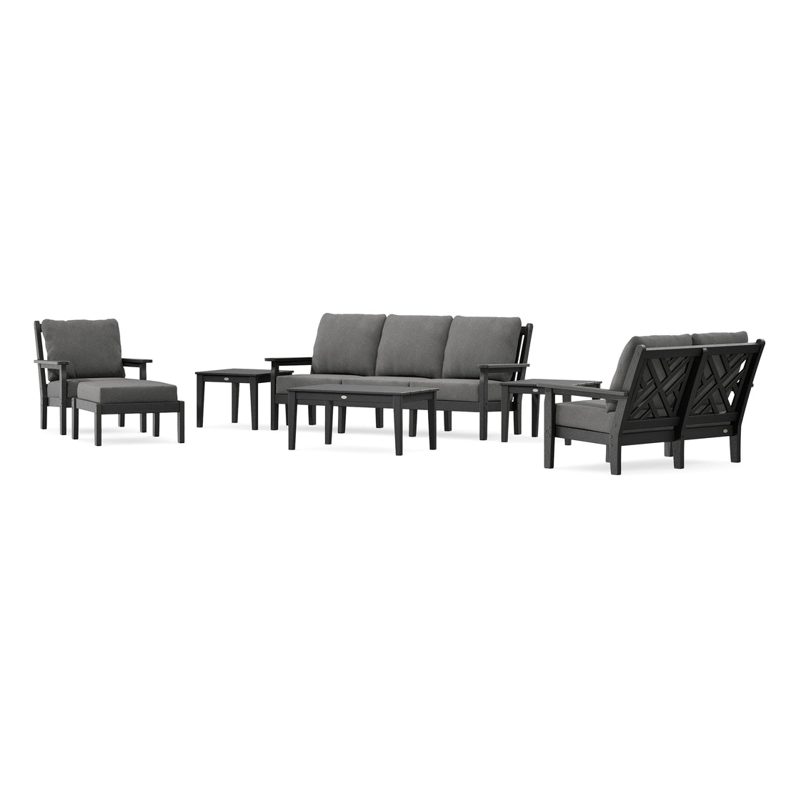 POLYWOOD Chippendale 7-Piece Deep Seating Set in Black