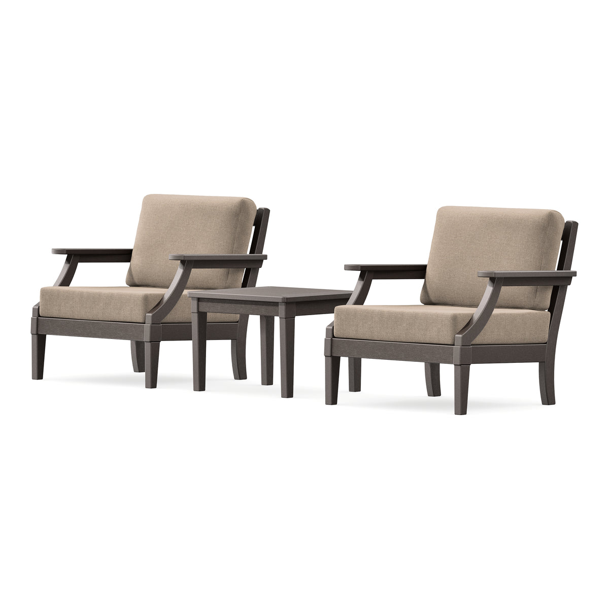 POLYWOOD PW Designer Series Estate 3-Piece Lounge Chair Set in Vintage Coffee / Spiced Burlap