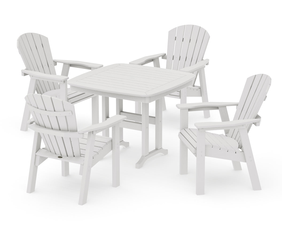 POLYWOOD Seashell 5-Piece Dining Set in Vintage White
