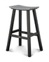 Angled view of the POLYWOOD Contempo 30" Saddle Bar Stool with Black frame and Slate Grey seat