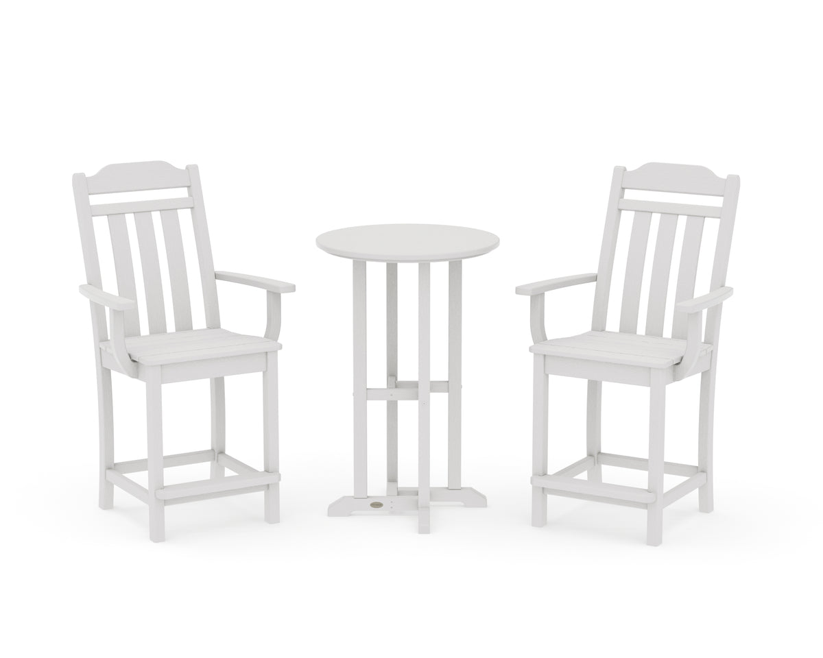 POLYWOOD Country Living Cottage 3-Piece Farmhouse Bistro Counter Set in Vintage White