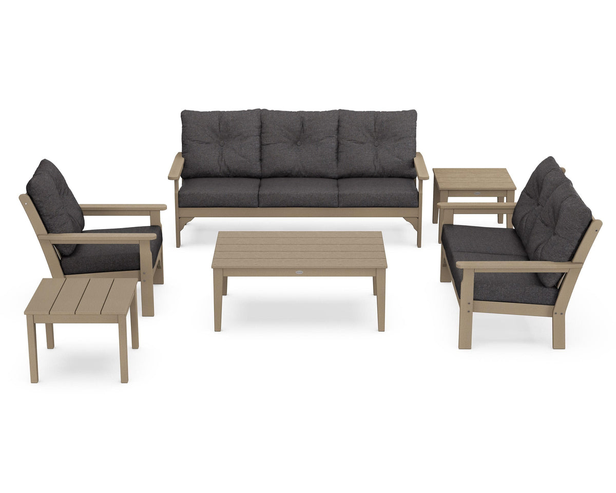 POLYWOOD Vineyard 6-Piece Deep Seating Set in Vintage Sahara / Ash Charcoal