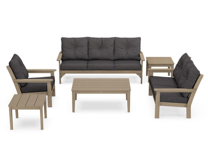 POLYWOOD Vineyard 6-Piece Deep Seating Set in Vintage Sahara / Ash Charcoal