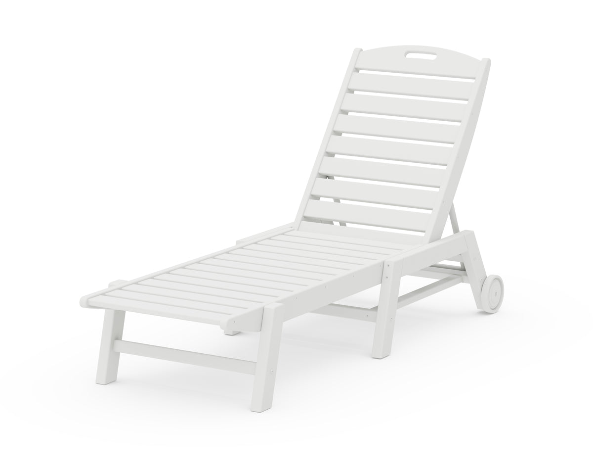 POLYWOOD Nautical Chaise with Wheels in White