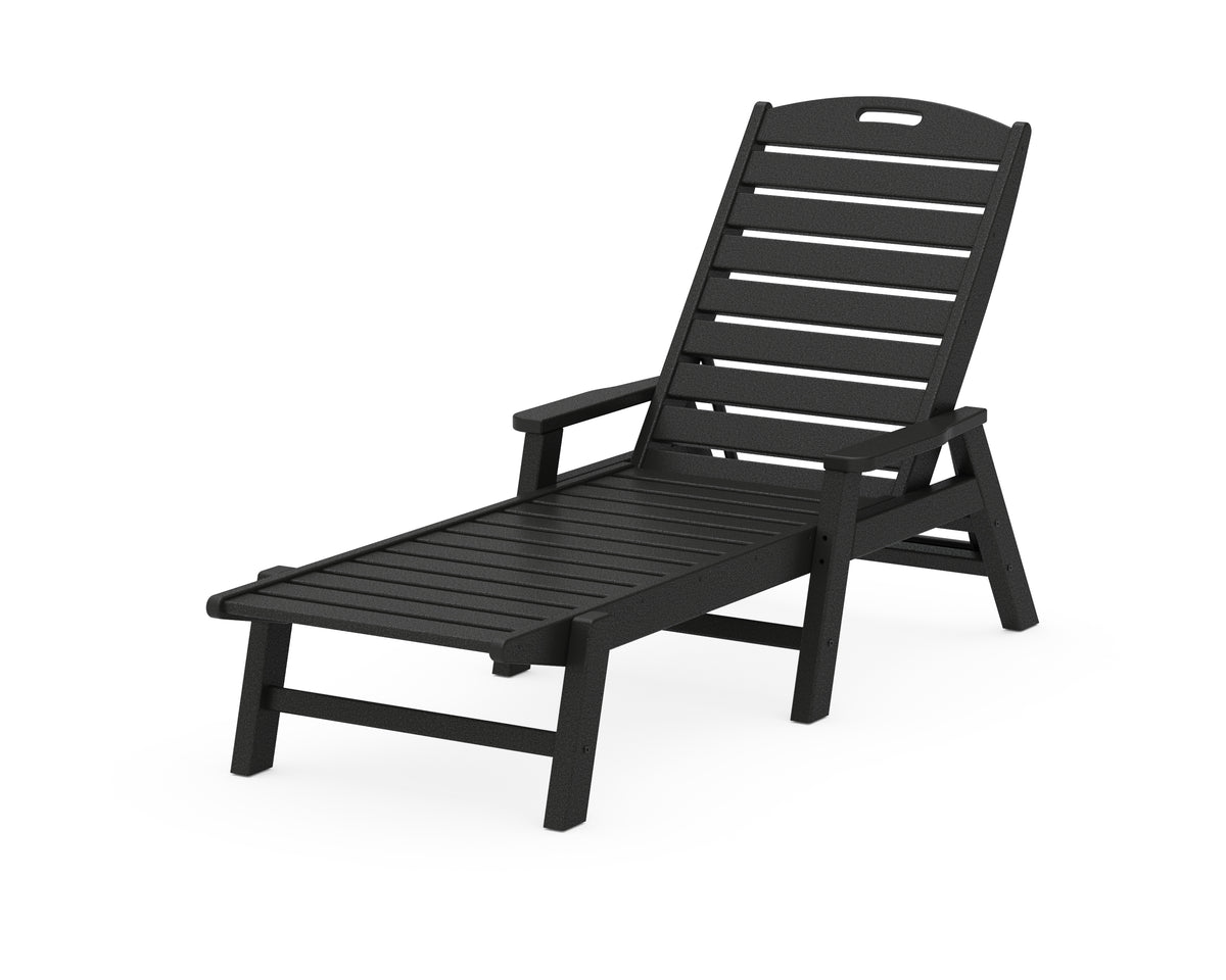 POLYWOOD Nautical Chaise with Arms in Black