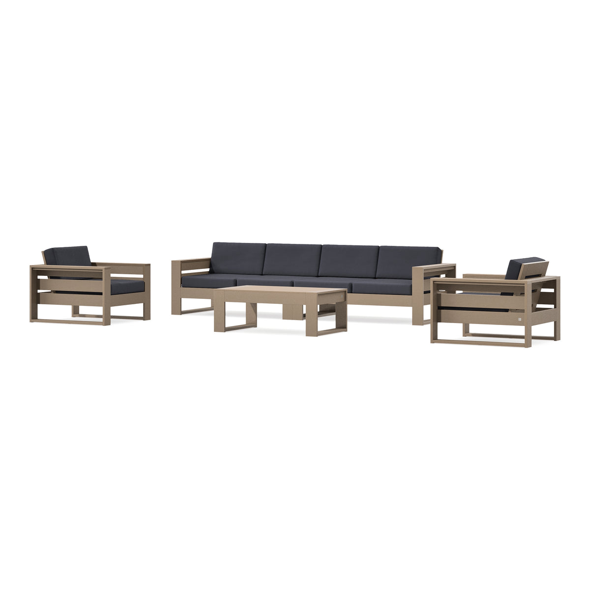 POLYWOOD PW Designer Series Latitude 5-Piece Lounge Sofa Set in Vintage Sahara / Midnight Linen