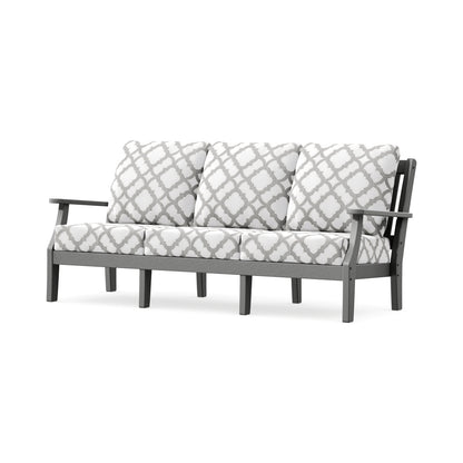 POLYWOOD Chinoiserie Deep Seating Sofa in Slate Grey / Trellis Grey Mist