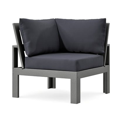 POLYWOOD Modular Corner Chair in Slate Grey / Midnight Linen