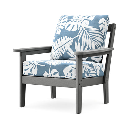 POLYWOOD Cottage Deep Seating Chair in Slate Grey / Leaf Sky Blue